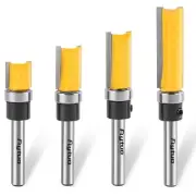 4PCS Pattern Flush Trim Router Bits Set 1/4 Shank, Carbide Top Bearing Flush ...