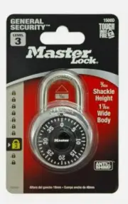 Master Lock 1500D, Preset Combination Padlock, 1-7/8 in. Wide NEW! Black Dial