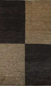Checked 6x8 Modern Gabbeh Oriental Area Rug Hand-knotted Wool Pakistani Carpet