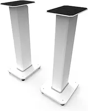 Kanto SX26W Universal Fillable Speaker Floor Stands for Bookshelf Speakers | 26" Tall | Adjustable Isolation Feet | Dedicated Cable Channel | Two Sizes Top Plate | Fill Bags Incl. | White | Pair
