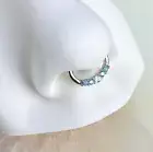 Light Blue Crystal Clicker for Septum, Daith, and Cartilage. 16G. 8mm.