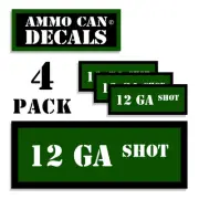 12 GA SHOT Ammo Can 4x Labels Ammunition Case 3"x1.15" sticker decals 4 pack GR