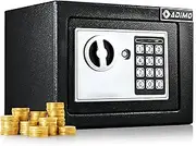 Small Money Safe with Keypad and Backup Key, Small Security Box for Home, Dorm, Office, Jewelry and Cash, Easy to Install on Wall or Inside Closet