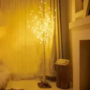 Lighted Brich Tree, 6FT 128 LED Christmas Tree with Burlap Decor, Warm White,...