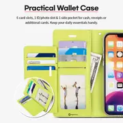 iPhone 15 Pro High-Quality Flip Wallet Case Cover - Shock-Resistant with Front Cover, Multiple Card Slots, Magnetic Closure and Media Stand Convertible - Navy