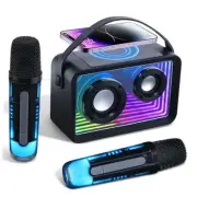 Mini Karaoke Machine for Kids Adults, Portable Bluetooth Speaker with 2