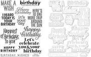 Happy Birthday Cutting Dies and Stamp Sets for Card Making Make a Wish, The Beautiful Birthday for You Words Metal Cutting Dies Match Clear Rubber Seal Stamp Sets