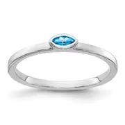 14k White Gold Bezel-set Marquise Blue Topaz Ring