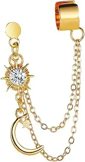 [LIFKOME] Retro Clip-on Earrings Tassel Chain for Women Easy Clip Ear Stud for Daily Fashi