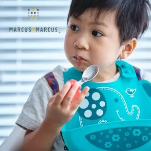 【MARCUS&MARCUS】大口吃飯學習餐具組(造型圍兜+握握叉匙)