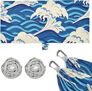 Japanese Vintage Blue Wave Hammocks with Portabl Carry Bag Tree Hammock for Outside Patio Garden