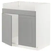 METOD base cab f HAVSEN double bowl sink, white/Bodbyn grey, 80x60x80 cm