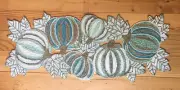 Nicole Miller Beaded Blue Green Pumpkin Table Runner Centerpiece Fall Decor 37"
