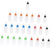 KAILIKETIY 25Pcs Applicator Bottles for Glue and Pigment Storage Transparent Squeeze Bottles with Color Coded Caps Leak Durable for Crafting and DIY