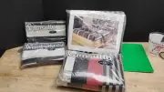 1980’s Wamsutta 4 Piece Sheet Set 180tc King Set Red Black White Striped Sealed