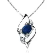 Shell Style Oval Sapphire and Diamond Pendant