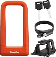 ValueMax 17mm Heavy Duty Bike U-Lock with Sturdy Mounting Bracket and Keys, Anti Theft U-Lock for Bicycles/Motorcycles/Scooters/Collapsible Doors, Orange Color