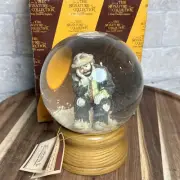 Vintage EMMET KELLY JR Famous Clown Snow Globe "The Thinker" Wood Base Brand NEW
