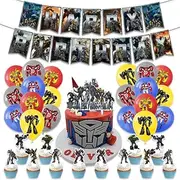 Theme Party Supplies,Sets Include Pennants,Balloon,Cake Toppers, Tableware,Paper Cup,Tablecloth for Boys Theme Birthday