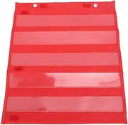 Magnetic 5 Rows Transparent Schedule Pocket Chart Classroom Activities Nylon Portable Organizer (Red)