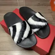New! Valentino Garavani Goose Feather Slide Sandal Womens Size 37 Eur MSRP $795