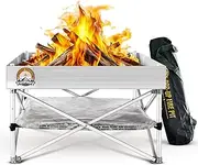 Pop-Up Fire Pit - Portable Outdoor Fire Pit Clean Burn Tech, Less Smoke - Never Rust Full-Size Fire Pit - US Forest Service and B.L.M. Fire Pan Approved - Fire Pit/Heat Shield Combo Package