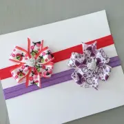 2x Baby Toddler Girls Bow Headband Hair Accessories Silver Purple Pink White Red
