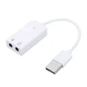 2 Pcs USB Sound Card, USB to 3.5mm Jack Audio Adapter Support Virtual 7.1 White