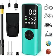 Electric Air Pump: 150Psi Portable Bicycle Tire Inflator With Digital Pressure Gauge for Road, Mountain, E-Bike, Motorcycle - Presta, Schrader, Dunlop Valve Accessories