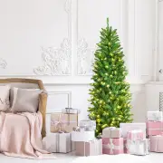 Costway1.8M Artificial Pencil Christmas Tree with Warm White UL-listed Lights Decorations