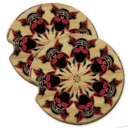 Alien Crossbones Wood Car Coaster Gift Set fit Car & Truck Cup Holder