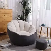 UYSOFRCV Lazy Sofa Cover with Zipper Soft Cotton Linen Stuffable Bean Bags Chair Cover Lazy Lounger High Back Bean Bag Sofa for Adults and Kids, with No Filling,Dark Gray Beige