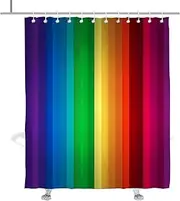 TheBlackSpot Rainbow Shower Curtain Colorful Stripe Bath Curtains Decor Sets Grommet with Hooks 72W x 72H inches