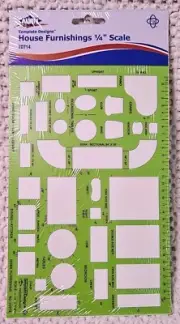 Alvin Drafting 1/4" Scale House Furnishing Template Design TD714 NEW SEALED