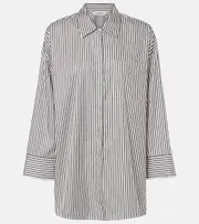['S Max Mara] 'S Max Mara Fano striped cotton twill blouse UK 12 black