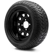 MODZ 12" D-Window Glossy Black Golf Cart Wheels and Tires (215-35-12) Set of 4