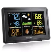 BALDR Weather Station Indoor Outdoor Thermometer Digital Color LCD Moon Black