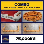 SSA 20 METER 75 TONNE SNATCH STRAP/AXLE STRAPS/BRIDLE COMBO