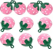 Happyyami 10Pcs Strawberry Shaped Bell Pendant Charms for Pet Collars Cute Accessories for Dogs and Cats for Jewelry Making and Daily Use