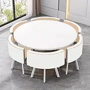 Dining Reception Table and 6 Chairs, Conference Kitchen with MDF Desktop, Office Table and Chair Set, Easy to Assemble(4)