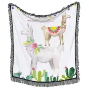 Two Llamas and Cactus Throws