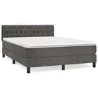 Box Spring Bed with Mattress Dark Grey 137x187 cm Double Size Velvet vidaXL