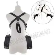 PU Leather Thigh Leg Spreader Wrist Cuffs Restraint Straps Binding Harness