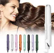 2025 New 2-in-1 Mini Curling Wand Flat Iron Hair Straightener, Mini Dual Purpose Curling Iron, Portable Curling Wand for Short and All Hair Types (Gray)