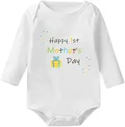 [Fluff + Buff] Happy 1st Mother's Day Newborn Infant Baby Onesie Bodysuit Romper Long Sleeve