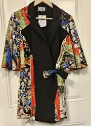 Asos Women size 10 Romper jumpsuit Kimono Wrap shorts Black Floral Polka Dot