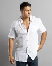 [Lucid] Lucid Men's Easy Going Short Sleeve Shirt in White Size Medium M White
