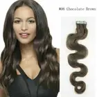 Curly Wavy Tape In Remy Human Hair Extensions Thick Skin Weft Full Head