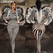 Aiducho Zebra Pattern Jumpsuit Halloween Party Cosplay Women XL