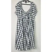 New Torrid Off Shoulder Seersucker Gingham Peasant Midi Dress Women's Size 6X